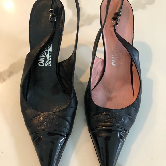 Salvatore Ferragamo Point Toe Strap Heels - Picture 2 of 4